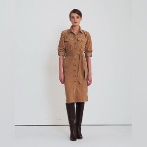 Brown Trench Belted Maxi Dress Future Collective NWT Fall Neutral minimalist